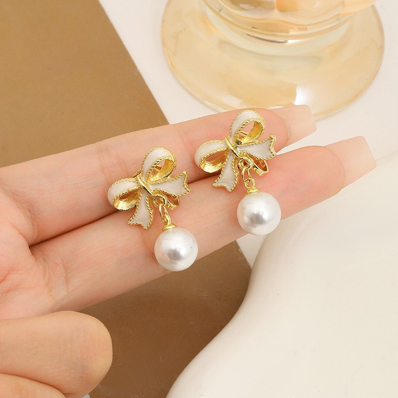 Drop Shaped Bow Earrings for All Seasons - Stud and Hoop Earrings Set